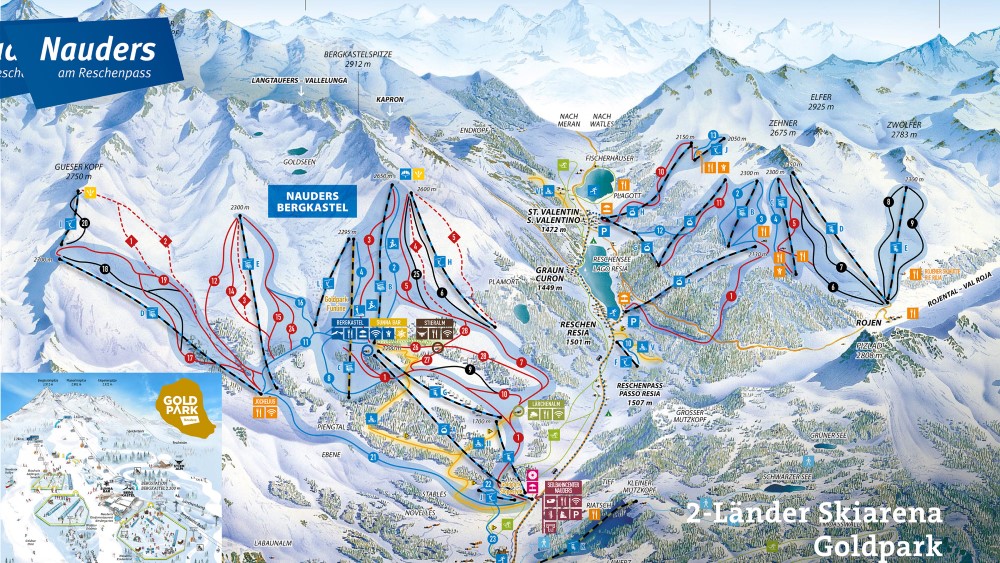 Pistekaart Zwei Länder Skiarena.